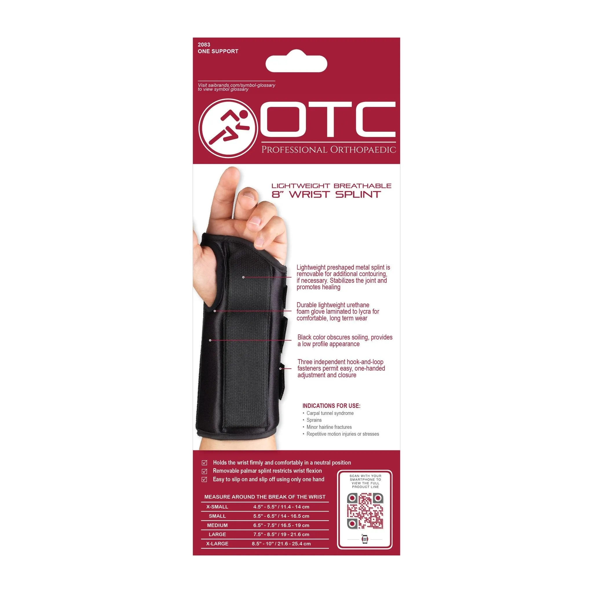 OTC 8" WRIST SPLINT LIGHTWT - 2083- CLEARANCE