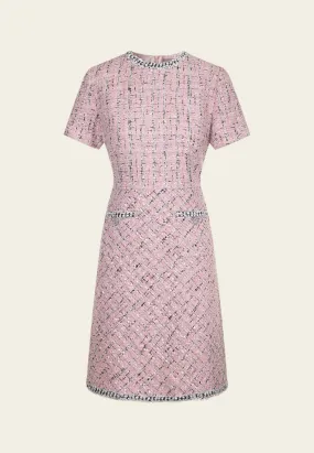 Patch-pocket Slim-fit Checked Tweed Dress