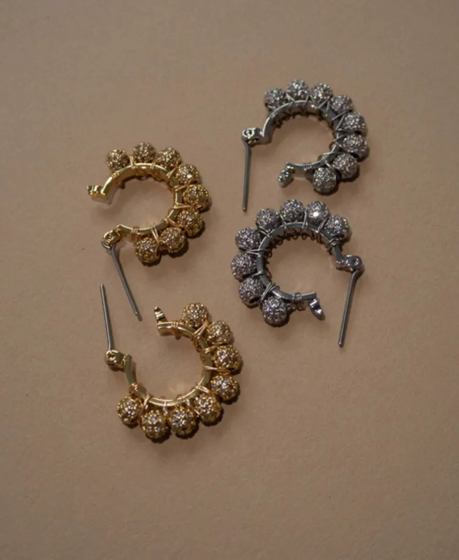 PAVE DOME WRAP HOOPS- GOLD