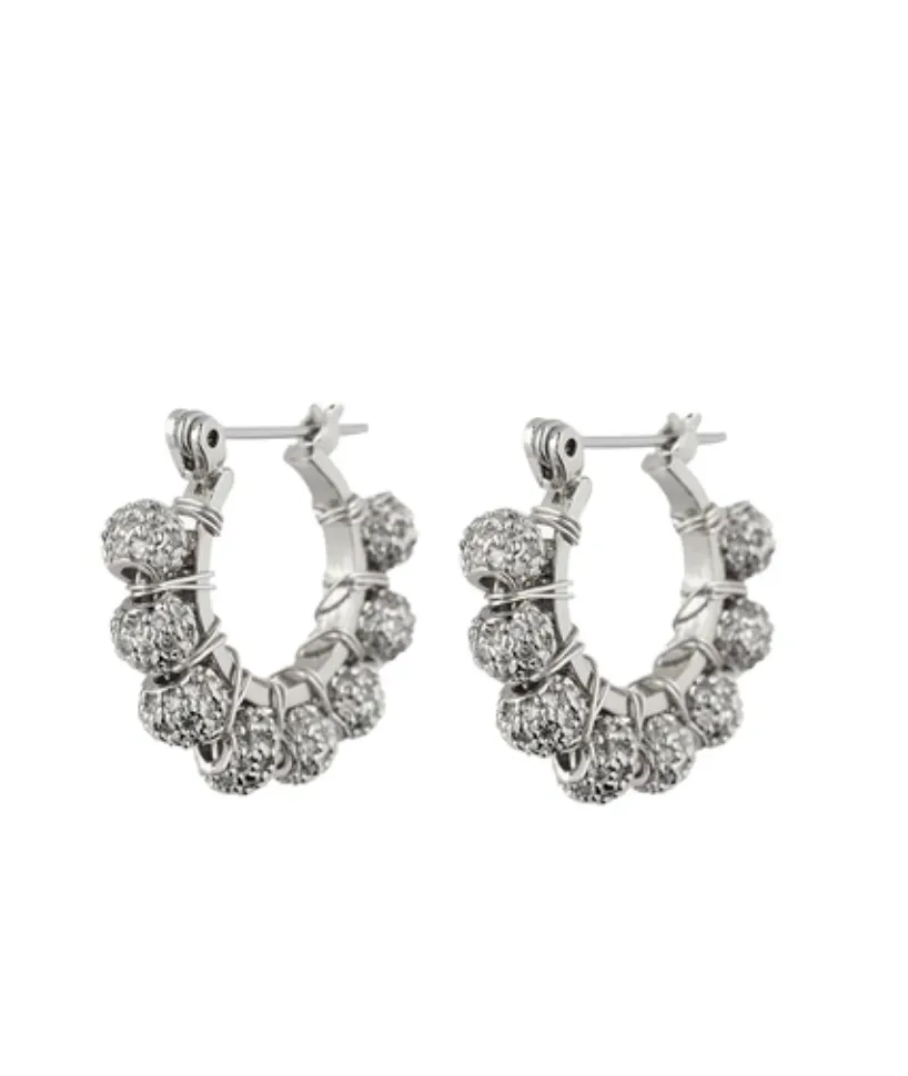 PAVE DOME WRAP HOOPS- SILVER