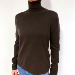 Peppercorn Brown Cashmere Polo Neck Jumper Medium