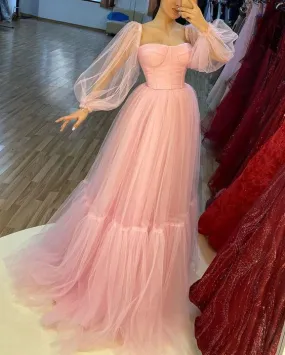 Pink Party Dress, Pretty Handmade Prom Dress      fg1819