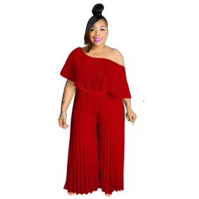 Plus Size Pleated High Temperature Stereotypes Solid Color Elegant Casual Trousers Jumpsuit Pants for Women