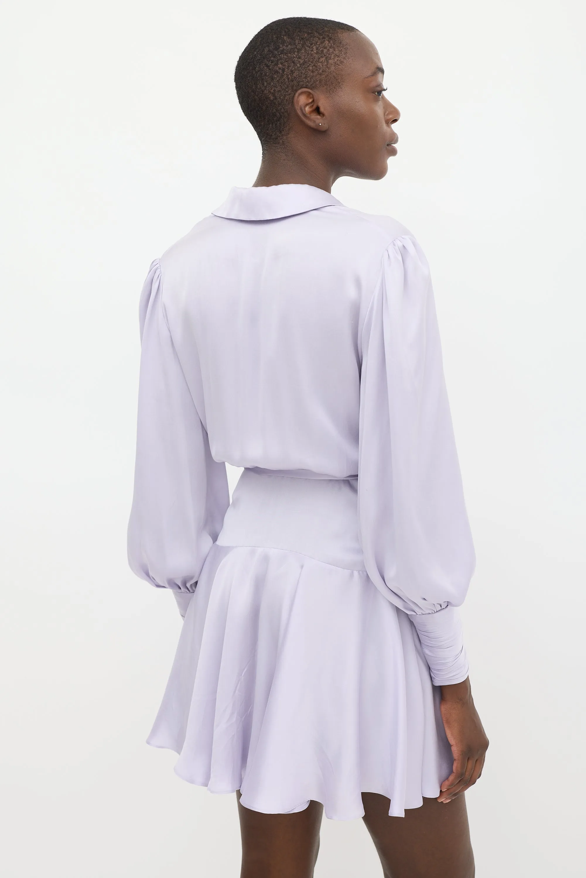 Purple Silk Ruffled Wrap Dress