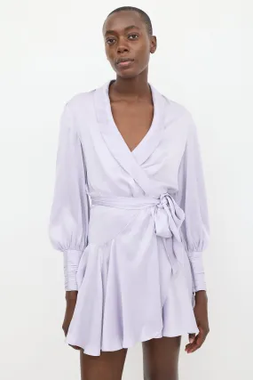 Purple Silk Ruffled Wrap Dress