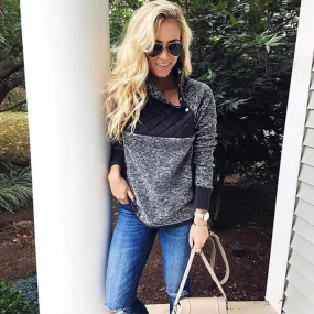 Quilt detail fashion pullover sweater jacket