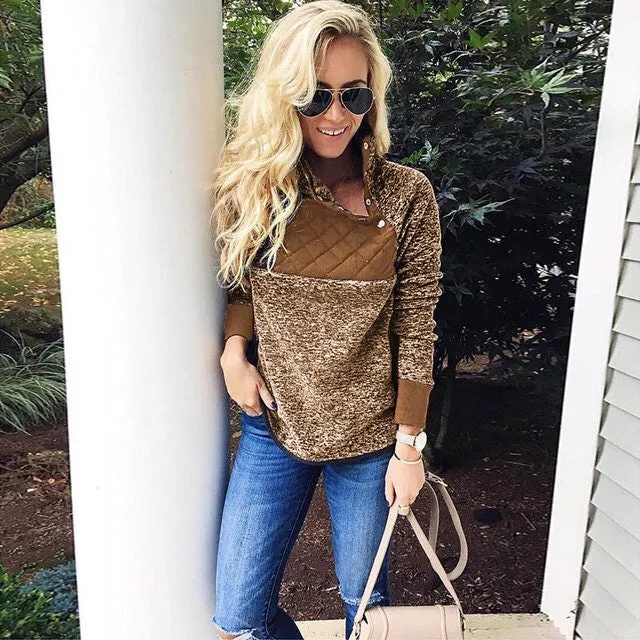Quilt detail fashion pullover sweater jacket