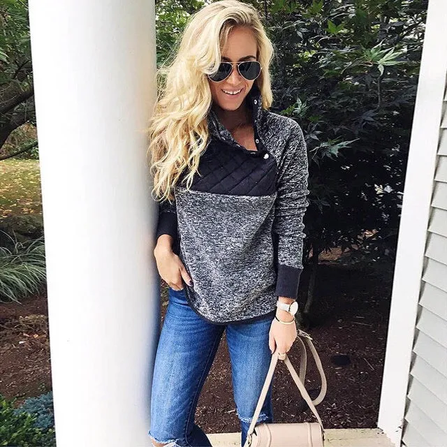 Quilt detail fashion pullover sweater jacket