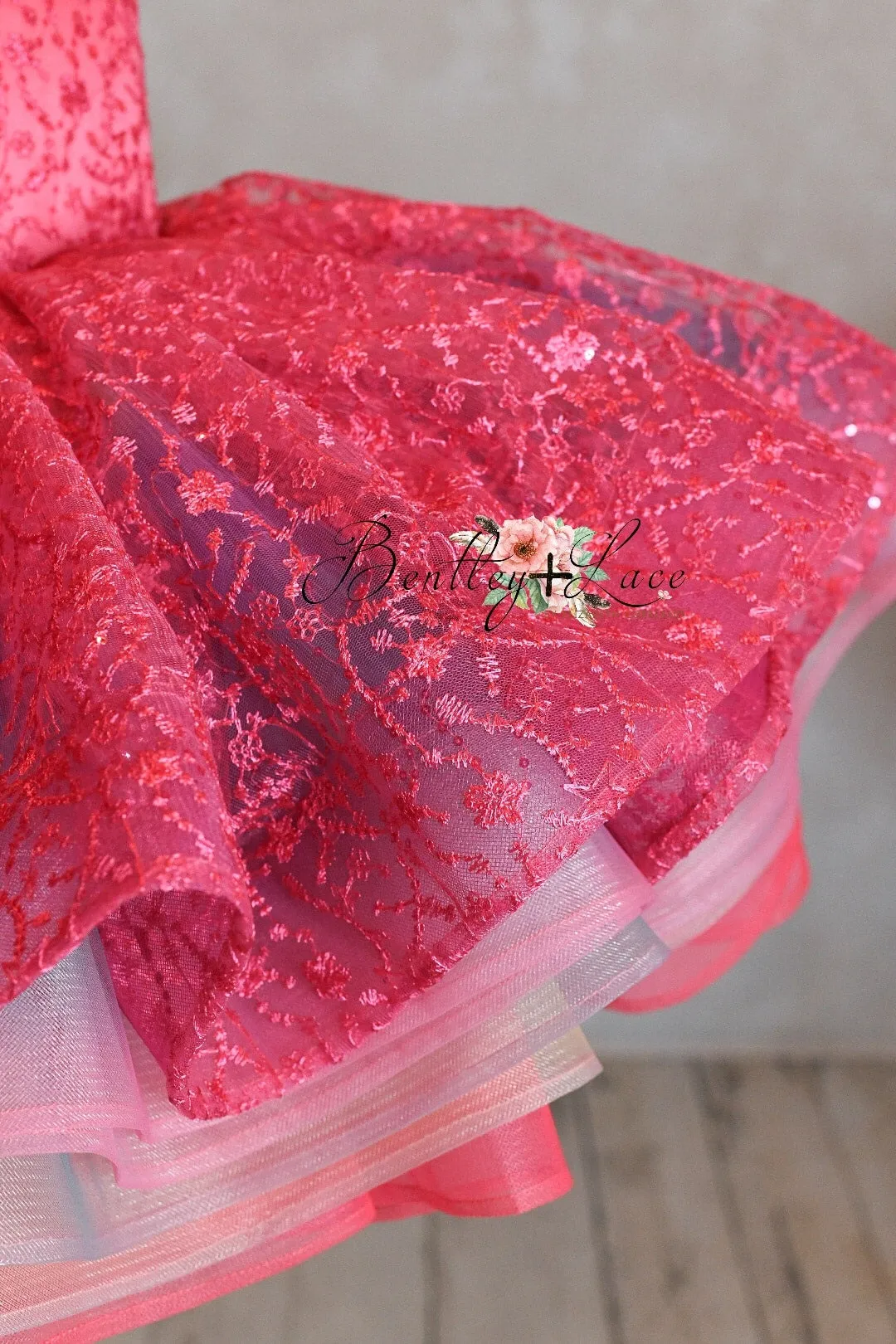 "Somewhere over the Rainbow" -  Bold Pink - Petal Short Length Dress ( 5 Year - Petite 6 Year)
