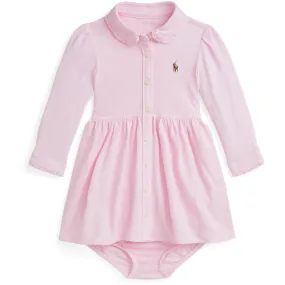 Ralph Lauren Baby Carmel Pink w. Multi Print Solid Day Dress