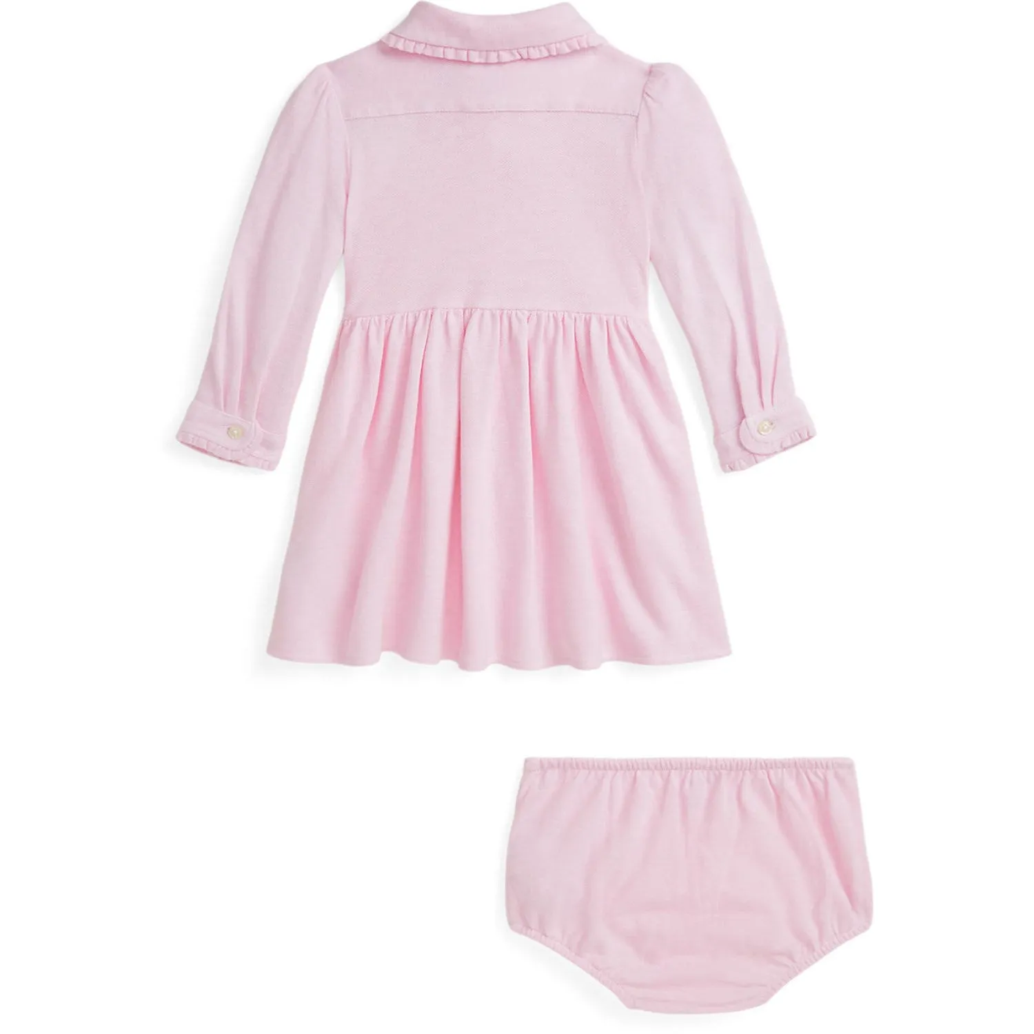 Ralph Lauren Baby Carmel Pink w. Multi Print Solid Day Dress