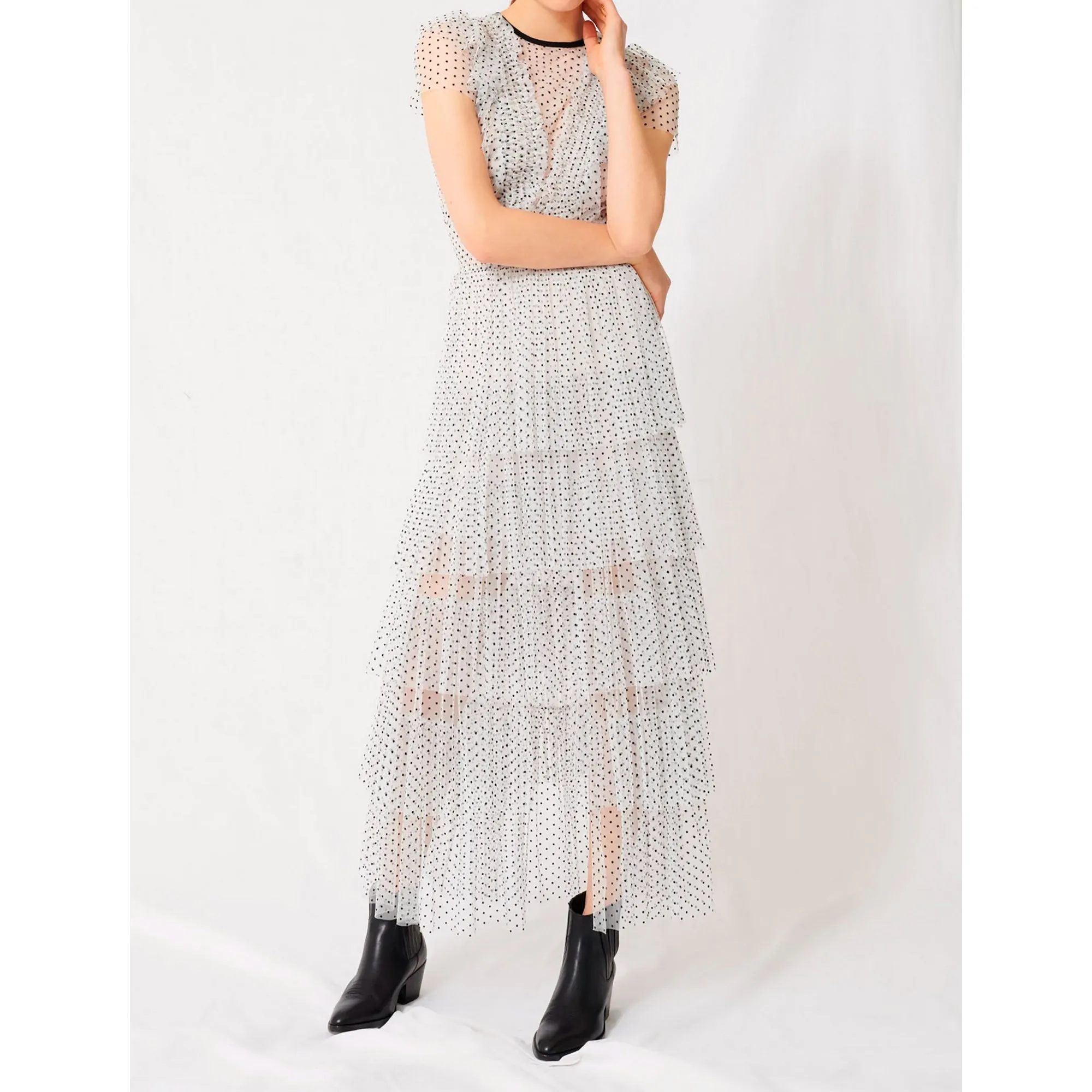 Riplume Dress - White / Black