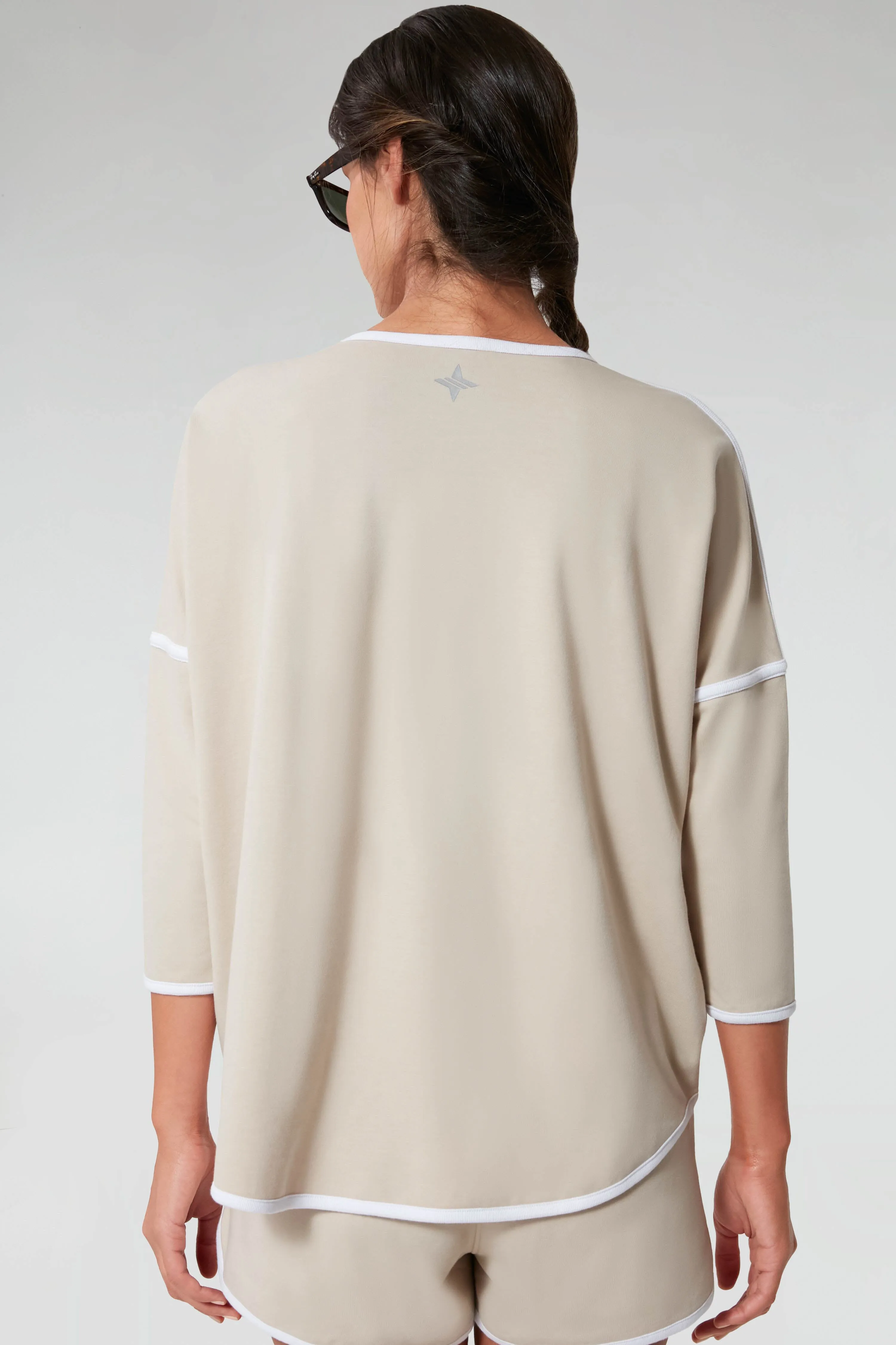 Sand and White Terry Farah Pullover