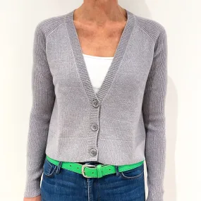 Scottish Silver Grey Boxy Cashmere Cardigan Small