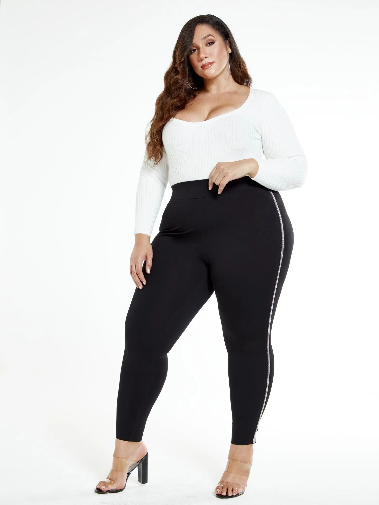 Shalon Rhinestone Side Detail Ponte Pants