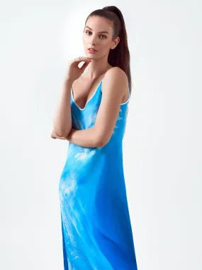 Silk Slip Dress Blue Wave