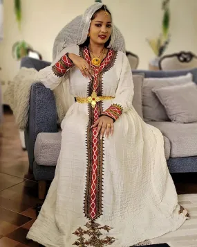 Simple Red Habesha Dress Gorgeous Ethiopian Cultural Dress
