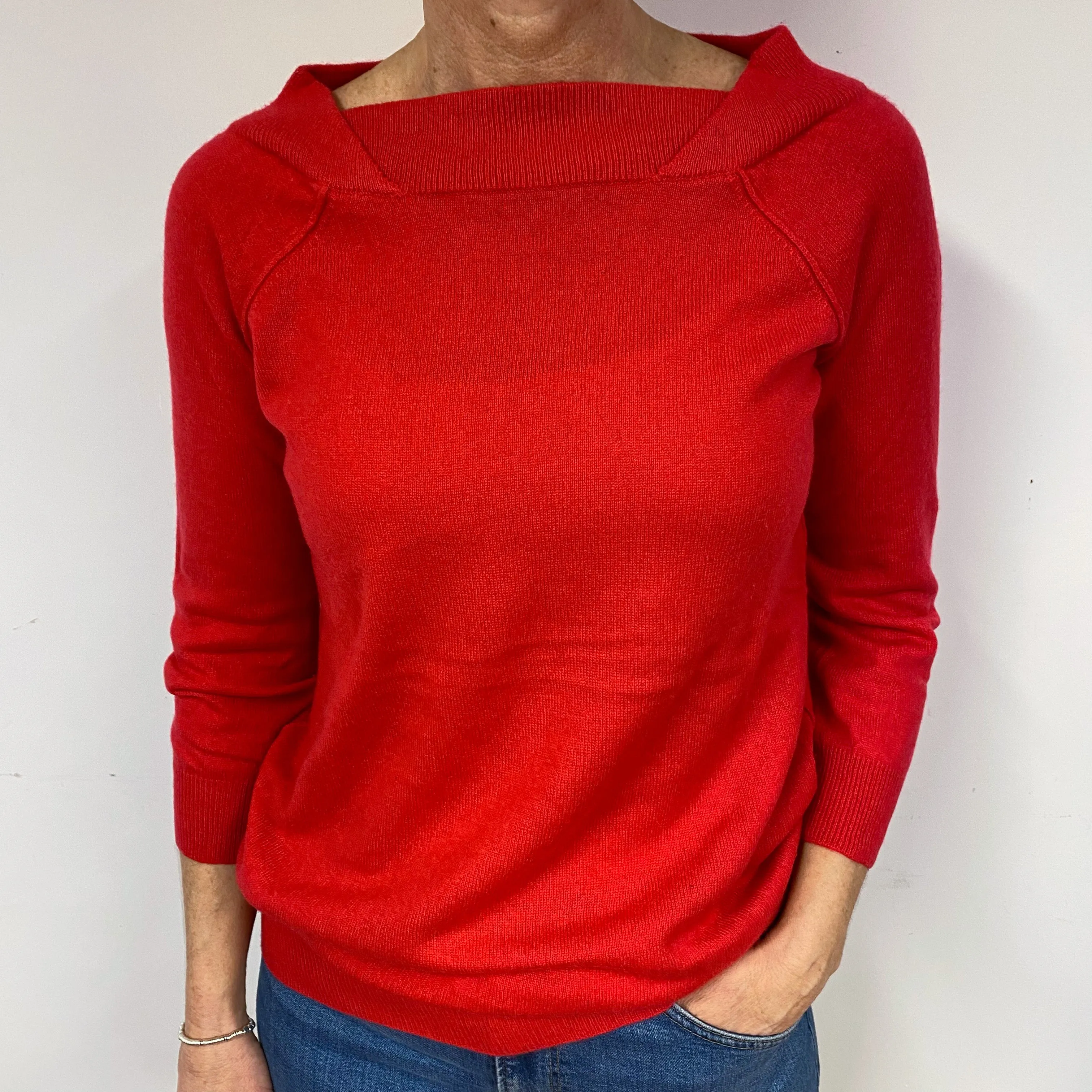 Spanish Red Cashmere Crew Neck Jumper Medium