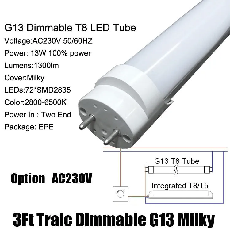 T8 - DIMMABLE -  LED Tubes - 2ft, 3ft, 4ft, 5ft - Case of 25 - 12 Year Warranty