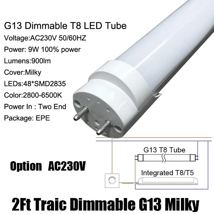 T8 - DIMMABLE -  LED Tubes - 2ft, 3ft, 4ft, 5ft - Case of 25 - 12 Year Warranty
