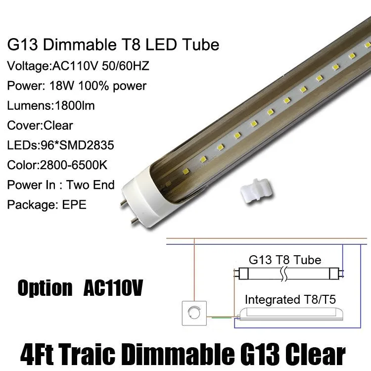 T8 - DIMMABLE -  LED Tubes - 2ft, 3ft, 4ft, 5ft - Case of 25 - 12 Year Warranty