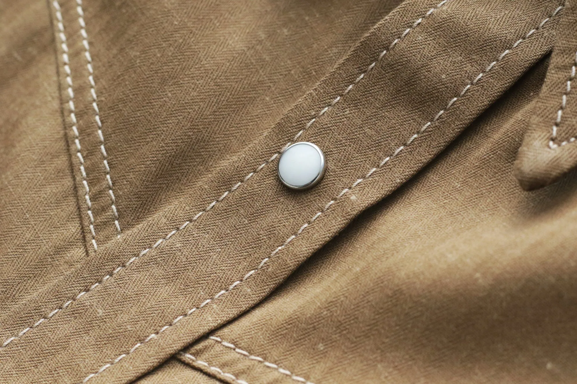 TANNED HERRINGBONE SELVEDGE WESTERN SHIRT