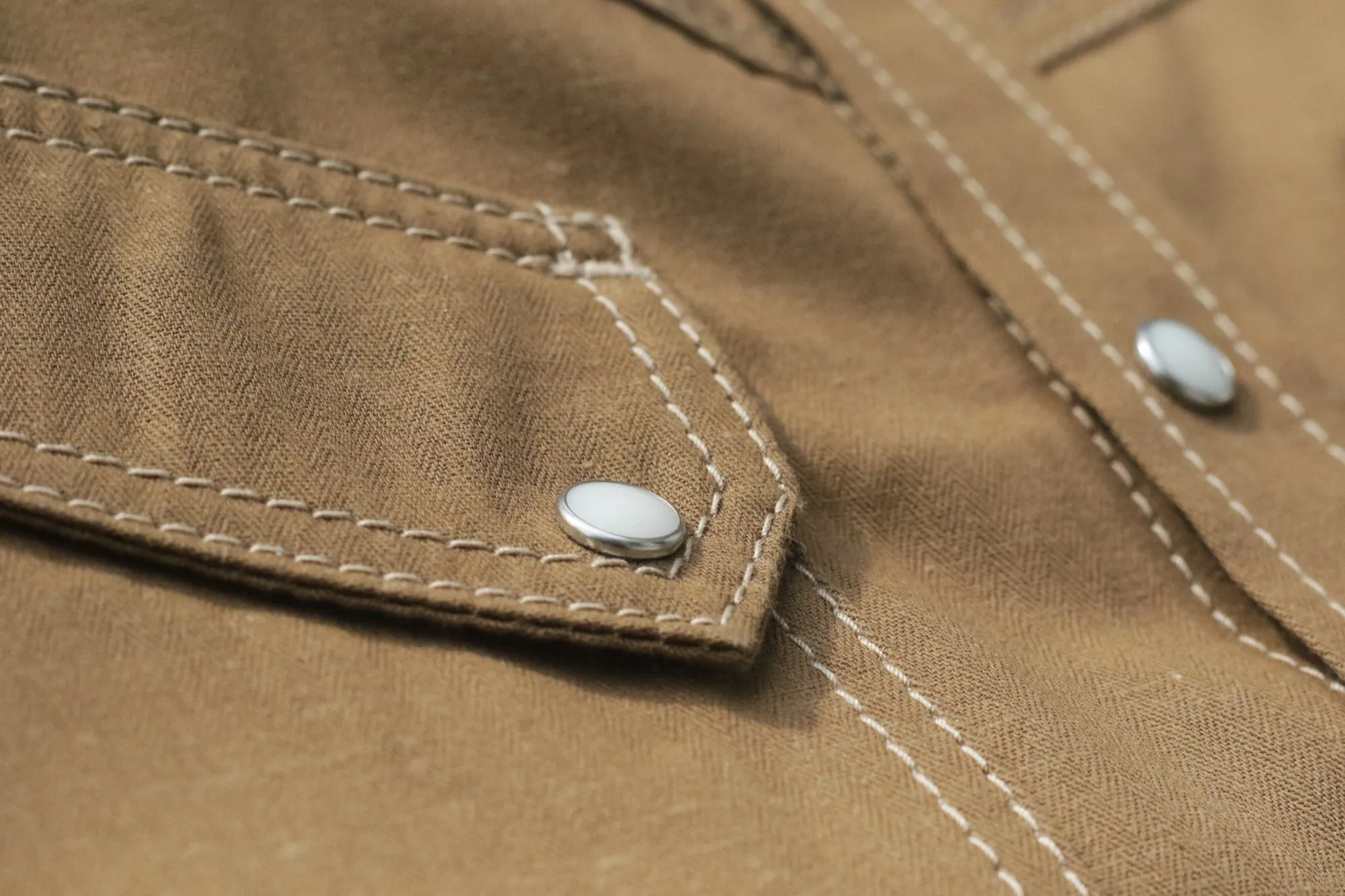TANNED HERRINGBONE SELVEDGE WESTERN SHIRT