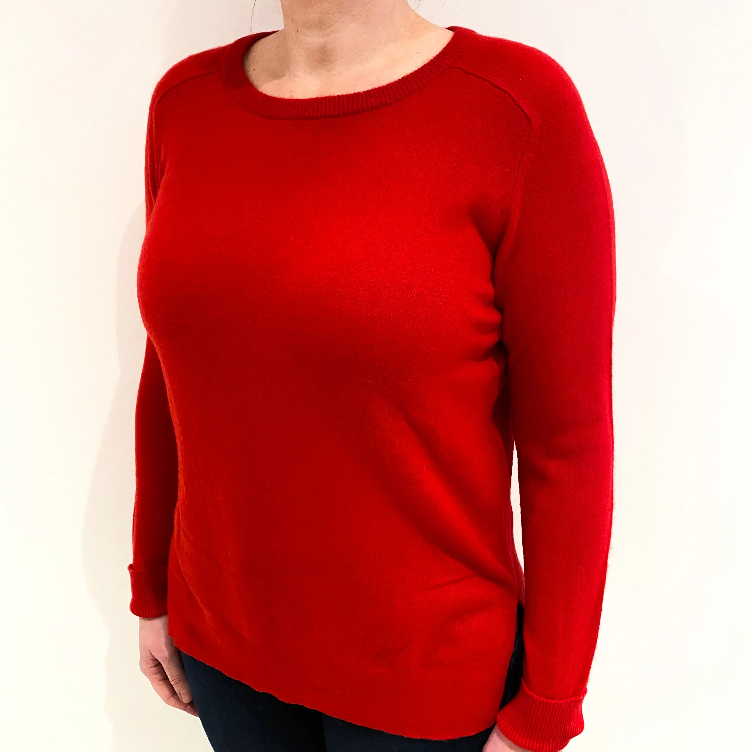 Tomato Red Cashmere Crew Neck Jumper Large