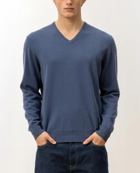 V-Ausschnitt Pullover aus Cashmere in Blau