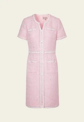 V-neck Lace-trim Slit-pocket Dress
