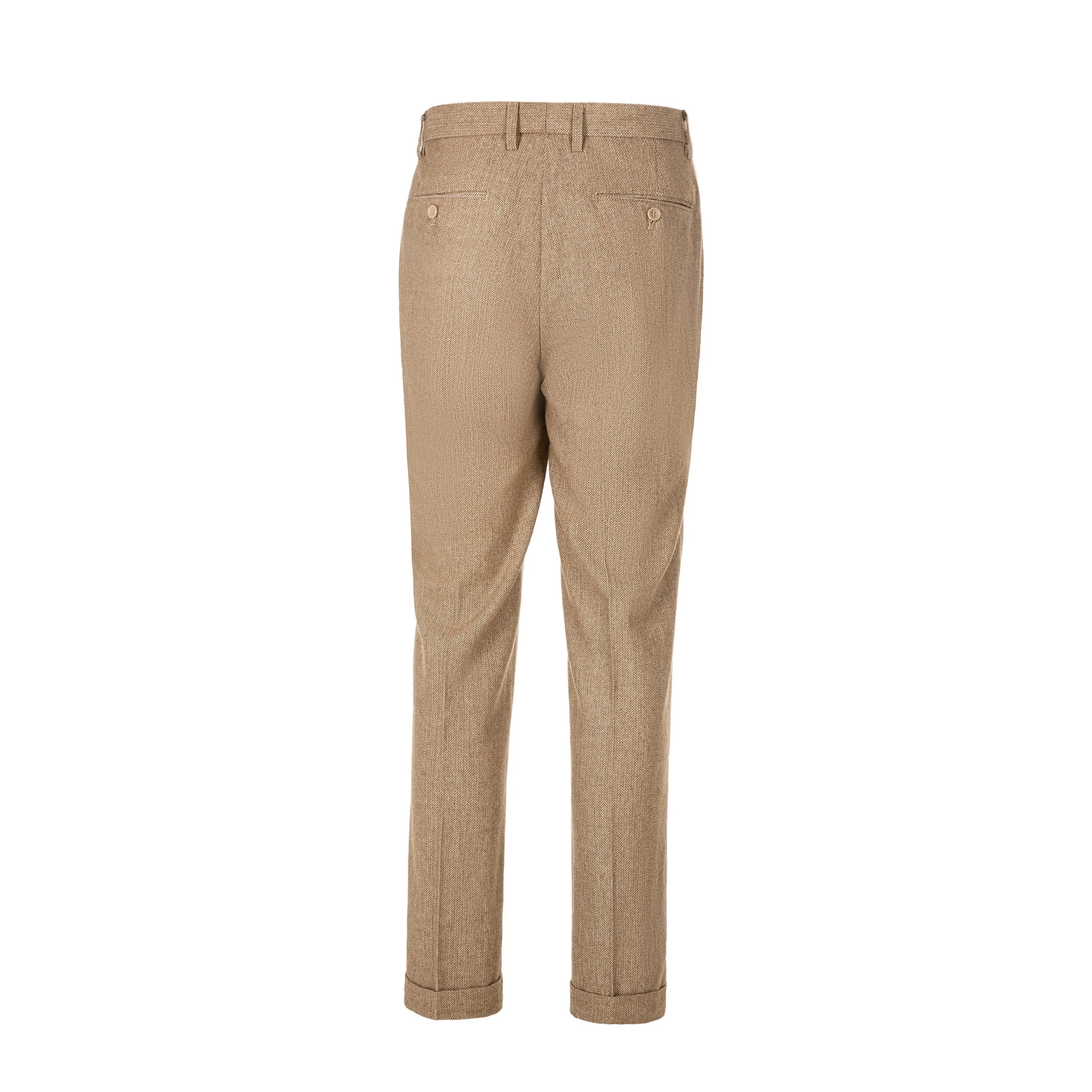 Vintage Classical Men's Suit Pants Herringbone Tweed Trousers