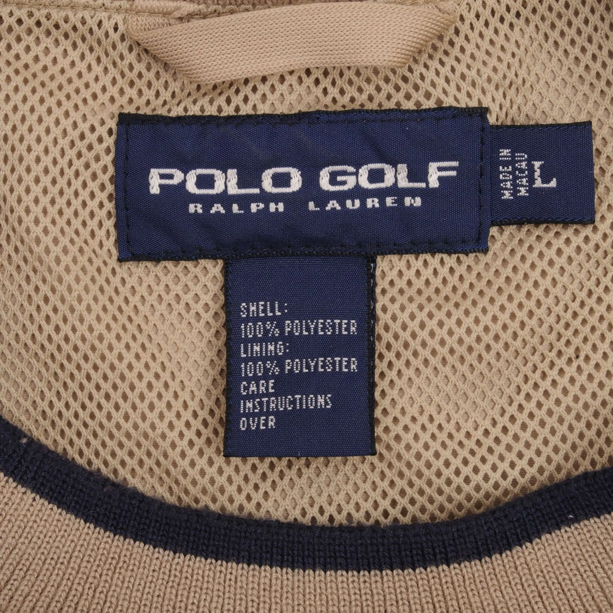 VINTAGE POLO RALPH LAUREN GOLF WINDBREAKER PULLOVER JACKET 1990S SIZE LARGE