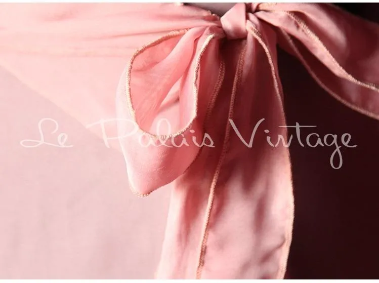 Vintage retro pinup 1950 Pink wrap around cover Maxi dress night gown- Goli