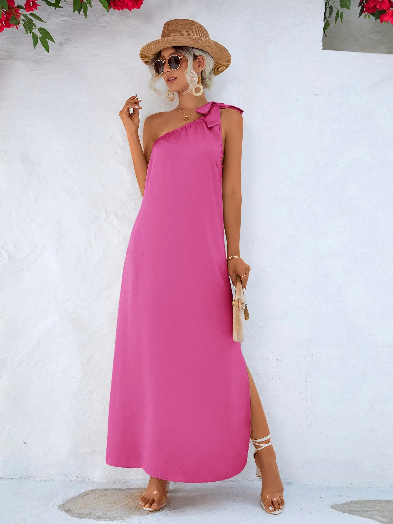 Wedding Guests / One-Shoulder Slit Maxi Dress