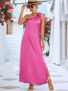 Wedding Guests / One-Shoulder Slit Maxi Dress