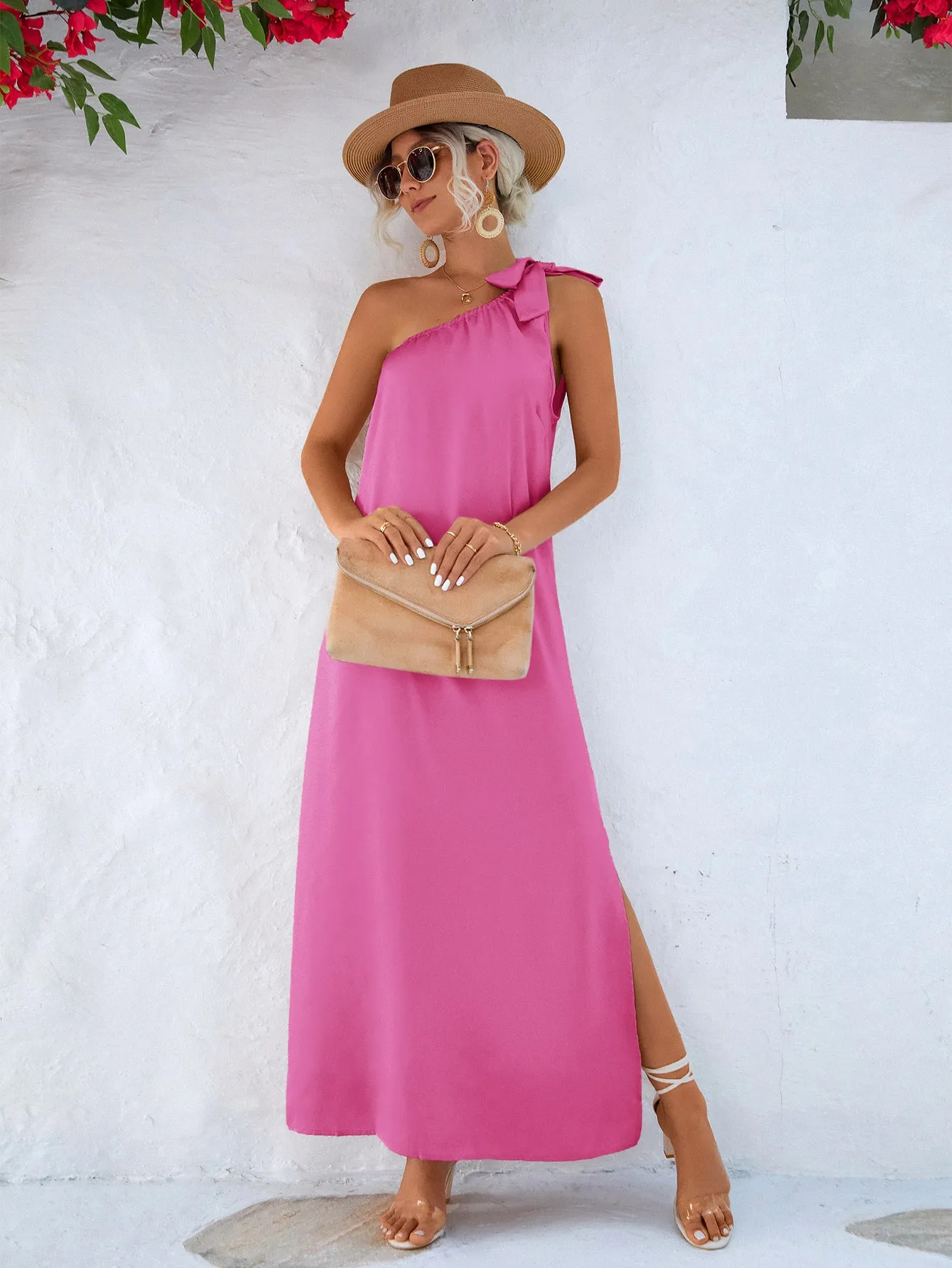 Wedding Guests / One-Shoulder Slit Maxi Dress