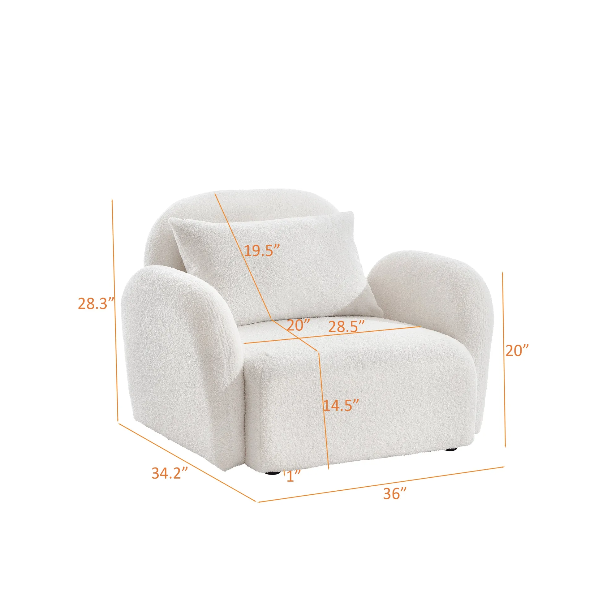 White Modern Luxury Lazy Sofa Chair Teddy Fabric
