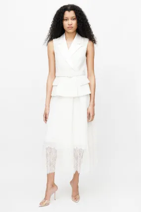 White Sleeveless Tailored Wrap Dress