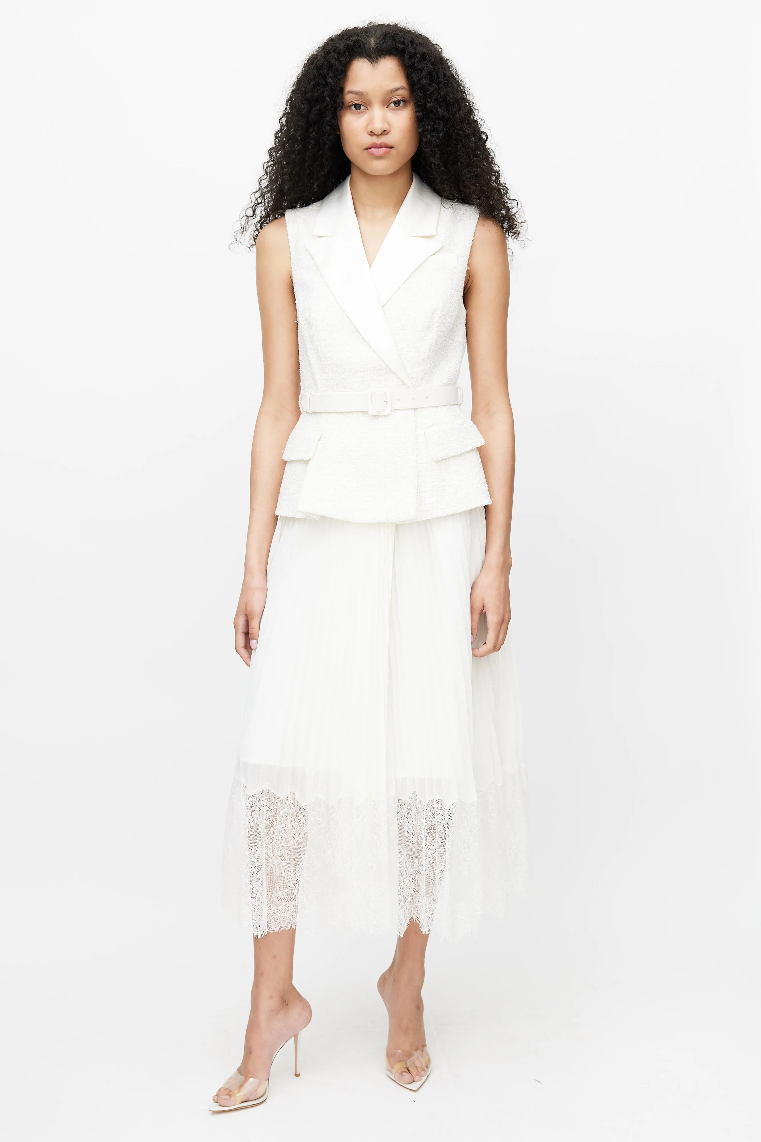 White Sleeveless Tailored Wrap Dress