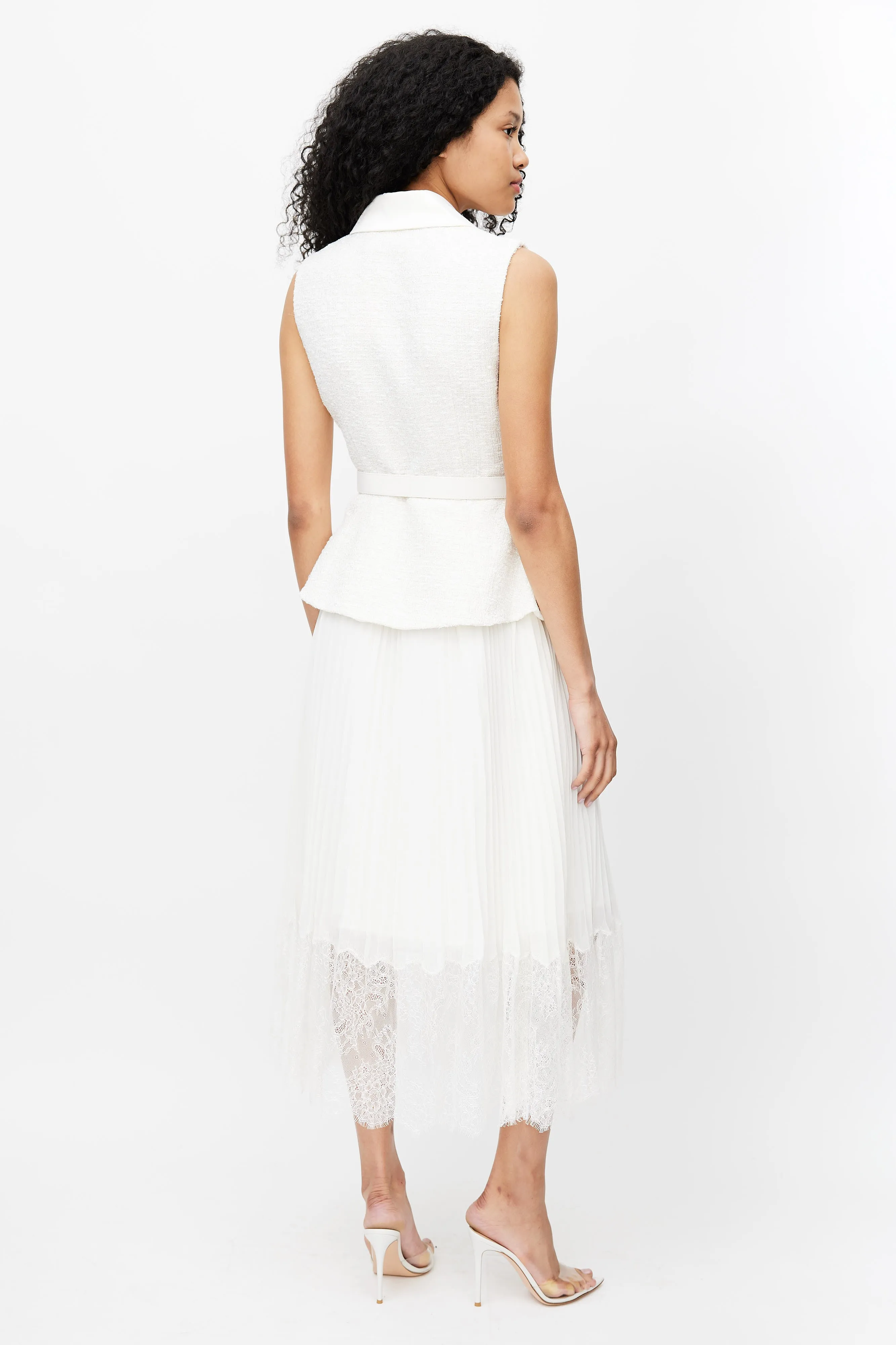 White Sleeveless Tailored Wrap Dress
