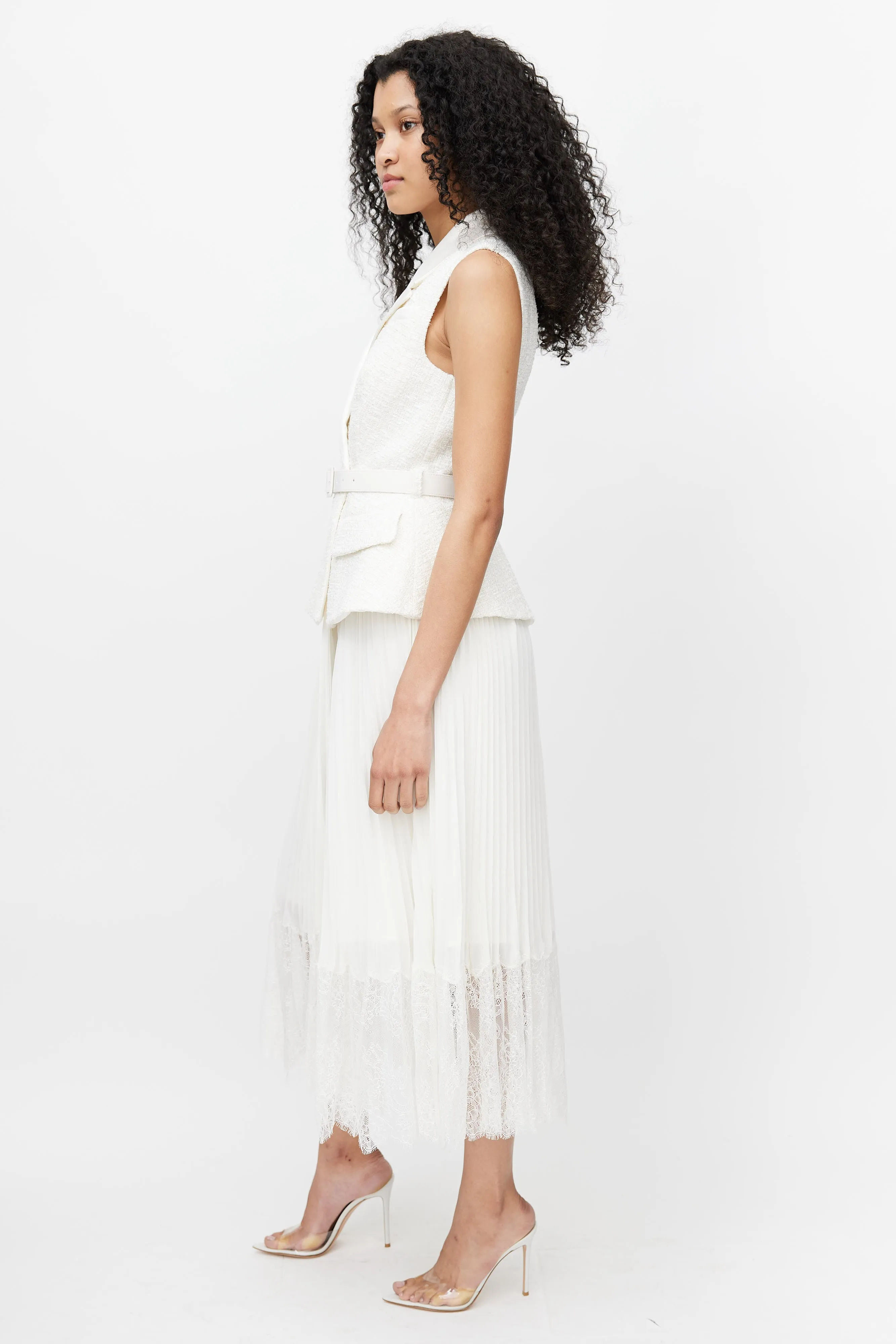 White Sleeveless Tailored Wrap Dress