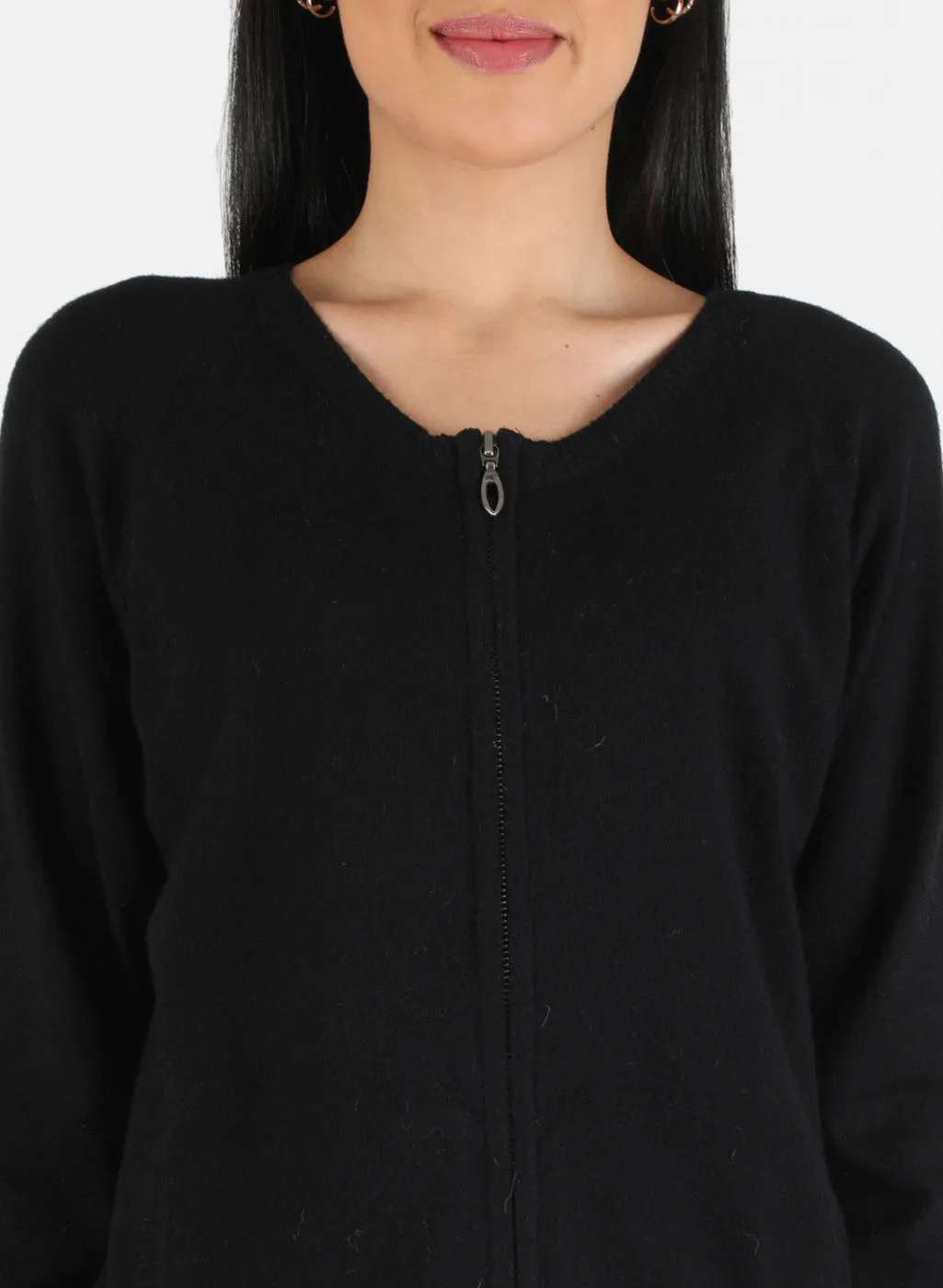 Women Black Self Design Pullover
