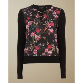 Women Graciiy-Fern Forest Woven Front Jumper - Black