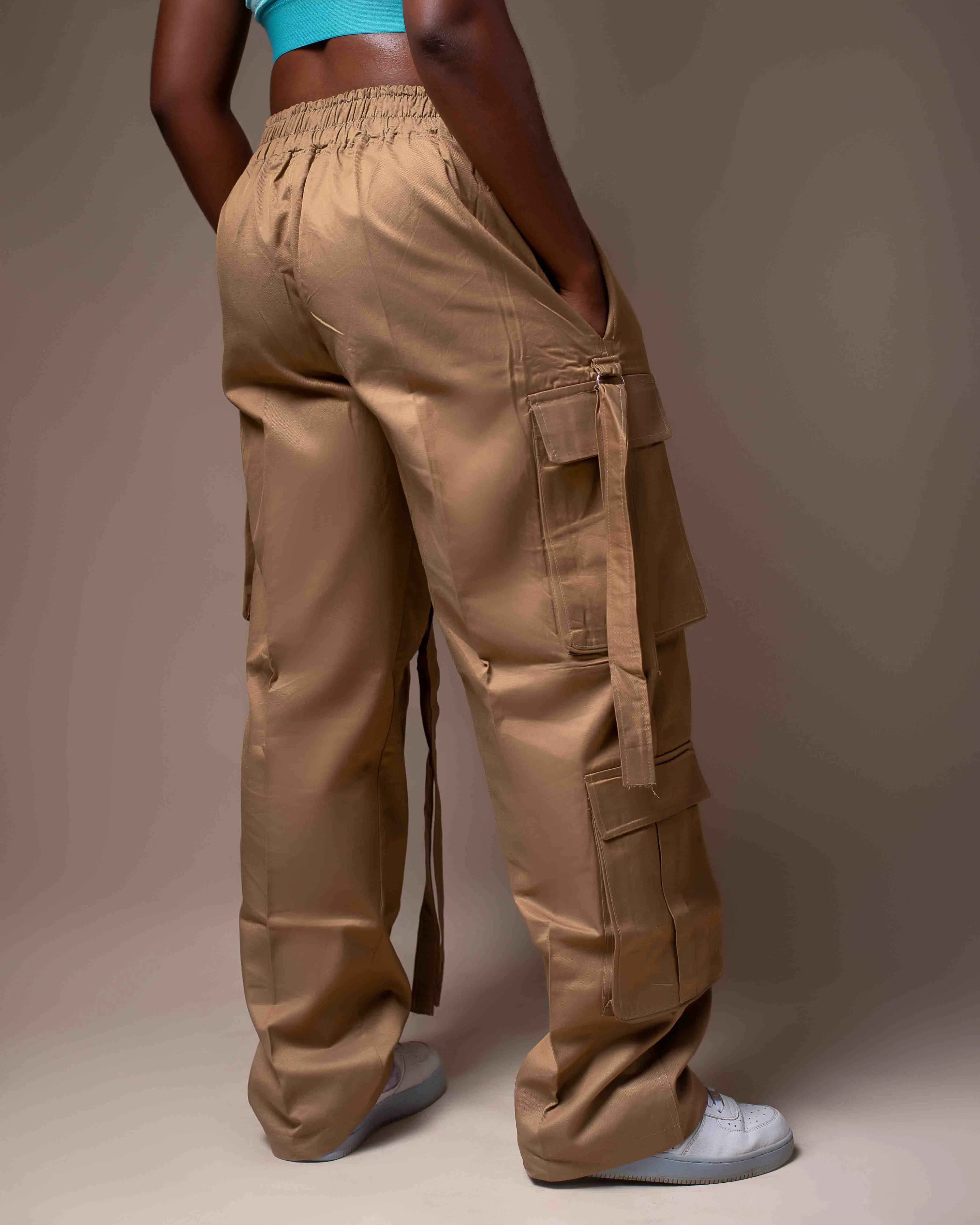 Women's Premium High Waist Cargo Pants | Khaki