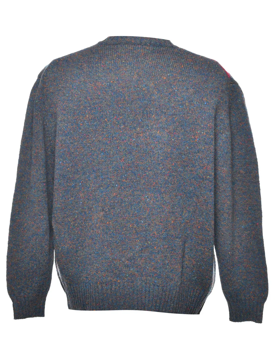 Wool Argyle Jumper - L