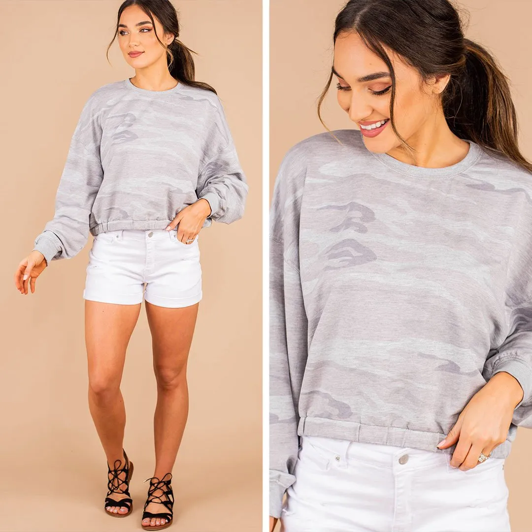 Z Supply: Heather Gray Camo Relaxed Pullover