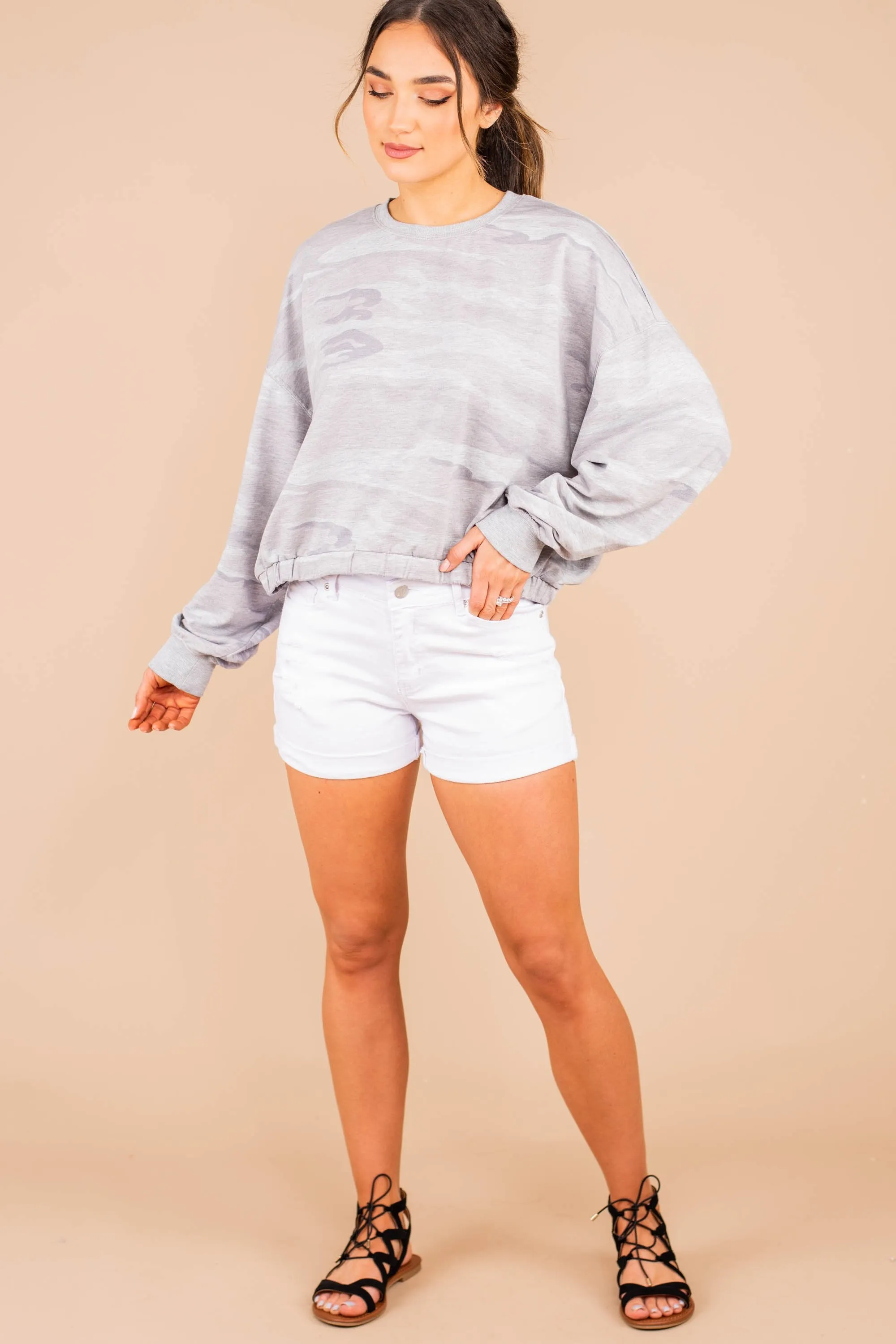 Z Supply: Heather Gray Camo Relaxed Pullover