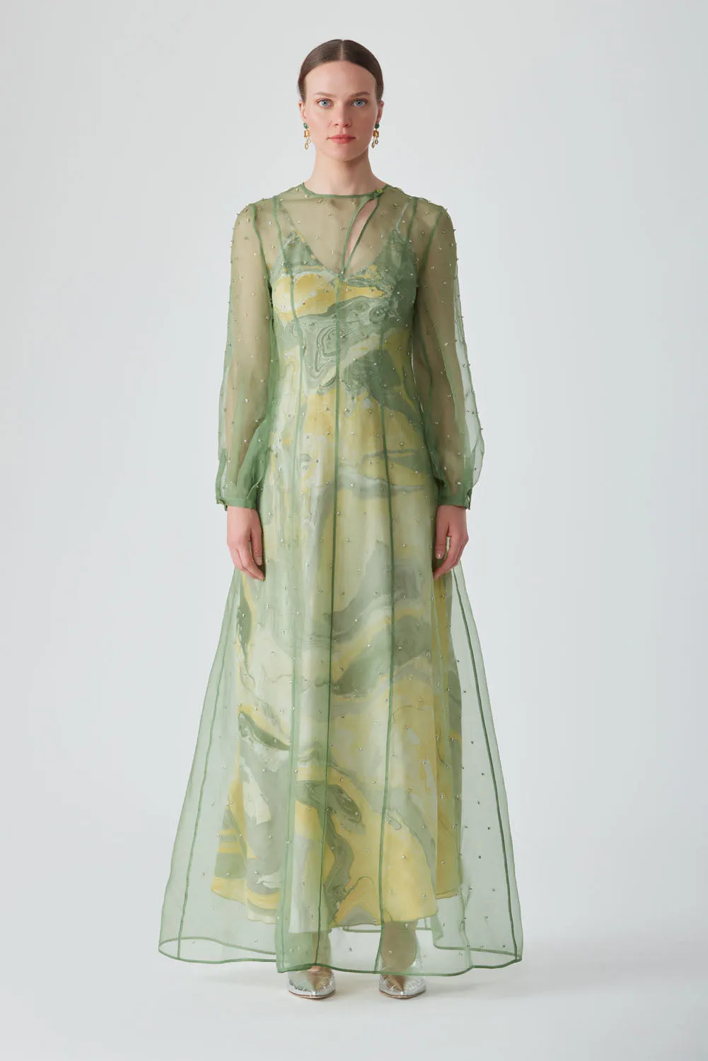 ZORA EMBELLISHED MAXI DRESS - FERN