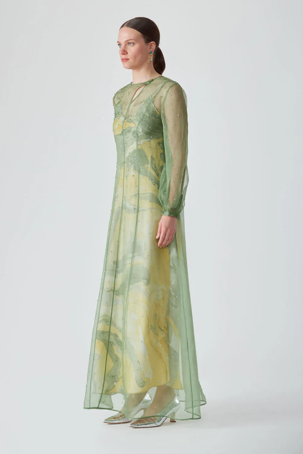 ZORA EMBELLISHED MAXI DRESS - FERN